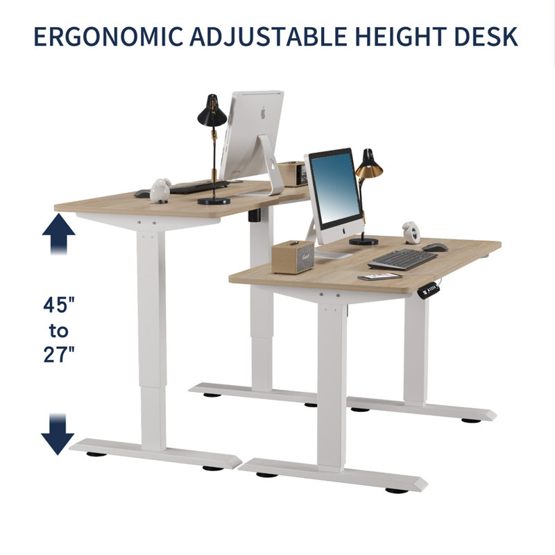 Bureau électrique debout électrique à hauteur ajustable, Chêne
