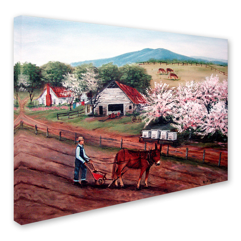 «Planting Corn» de Dugazon, reproduction sur toile tendue, H 35 po x l 47 po