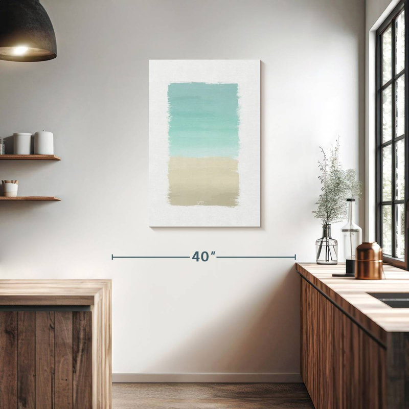 Avery turquoise abstrait sur fond blanc, H 36 po x l 24 po