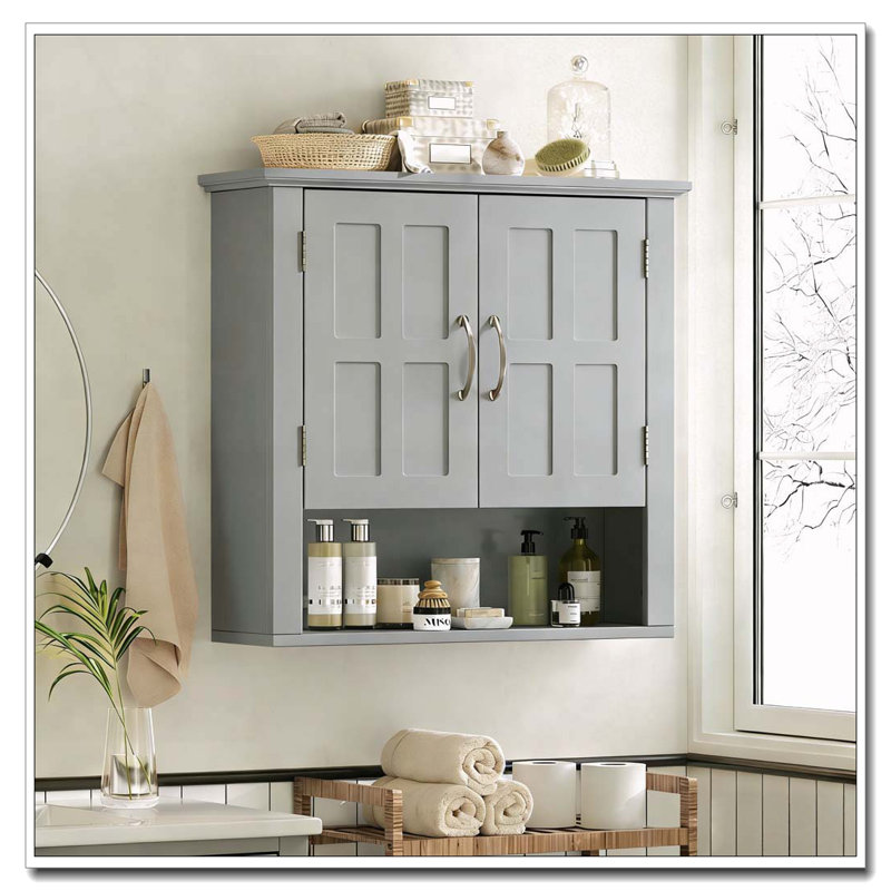 Bathroom Storage Cabinet, Gray-Wall Storage-two doors