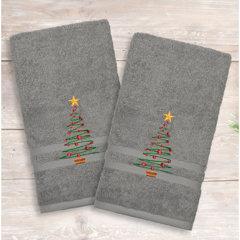 Holiday Turkish Cotton Hand Towel, Dark Gray