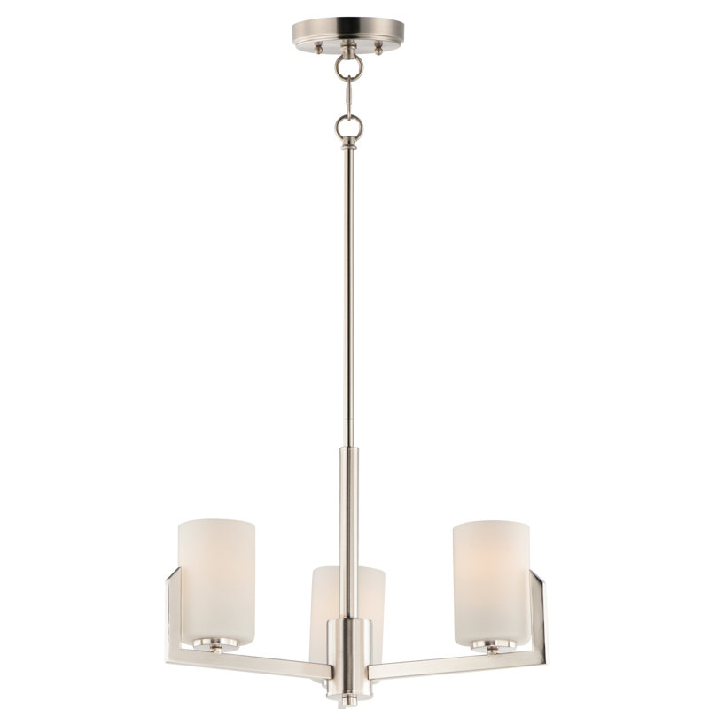 Endsley 3 - Light Dimmable Geometric Chandelier, Satin Nickel