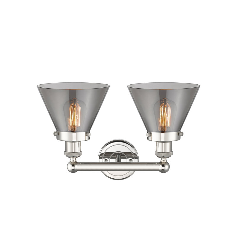 Éclairage pour meuble-lavabo à 2 lumières Artella, Plaqué couleur fumée, Nickel poli