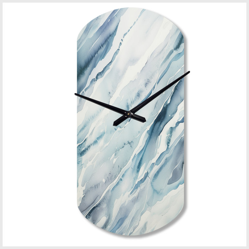 Blue Whirlwind I - formes abstraites, horloges murales asymétriques en métal, horloge murale cylindrique bleue, Grand