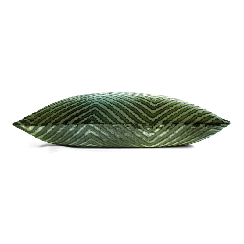 Chevron Velvet Pillow Cover & Insert, 18"H x 18"W, Evergreen