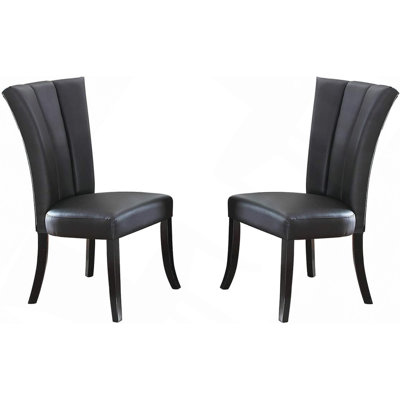Ensemble de chaises noires 2 pièces en similicuir noir