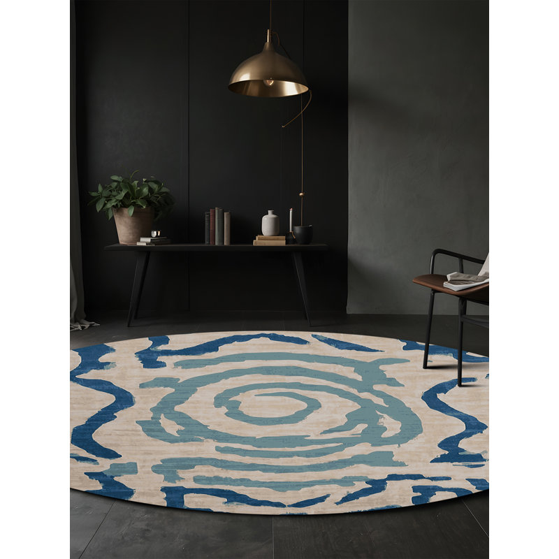 Machine Washable Gray Area Rug, Round 6'