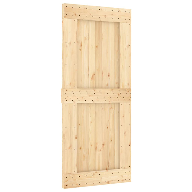 Vidaxl Sliding Door With Hardware Set 35.4X82.7" Solid Wood Pine
