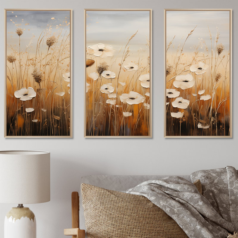 Minimalisme «Meadow Magic I», ensemble de reproductions d'art mural, Cadre naturel flottant, H 40 po x l 60 po x P 1 po