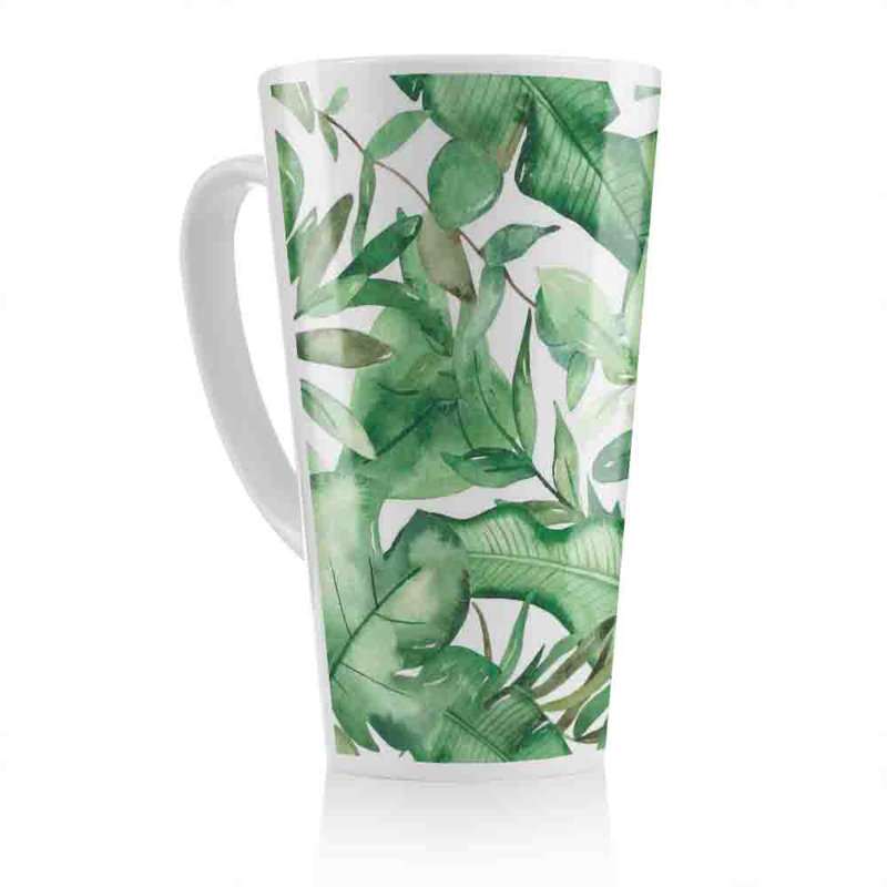 Watercolour Tropical Leaves Latte Mug