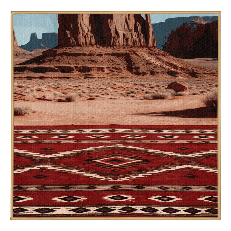 Washable Monument Valley Southwestern Area Rug, Square 3'