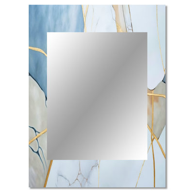 Abstract Geode White I - Marble Wall Mirror, White Decorative Mirror, Printed Metal Art