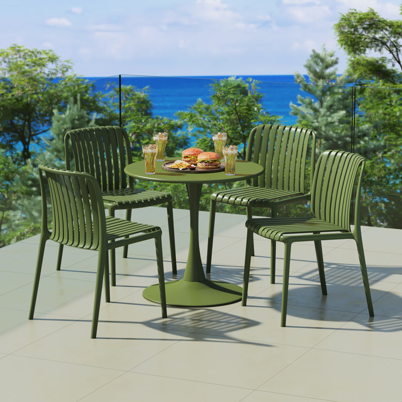 Ensemble repas d'extérieur rond, Vert