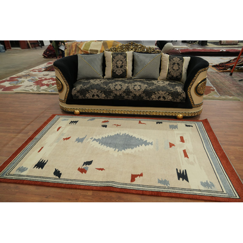 Tapis oriental en laine à teinture végétale 5 x 8