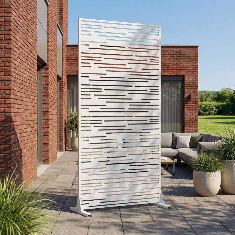 Motif de panneau d'intimité en métal, Blanc, H 72 po x l 35 po x P 16 po