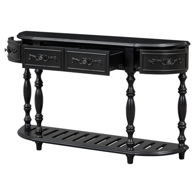 52'' Modern And Contemporary Curved Console Table Sofa Table With 4 Drawers And 1 Shelf