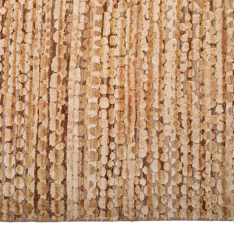 Rust Texture Silk Wool Blend Rug - 9'1"" x 12'1""