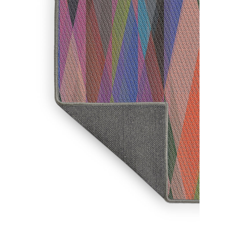 Tapis vert/brun/bleu à motif, Rectangle 2 pi x 4 pi