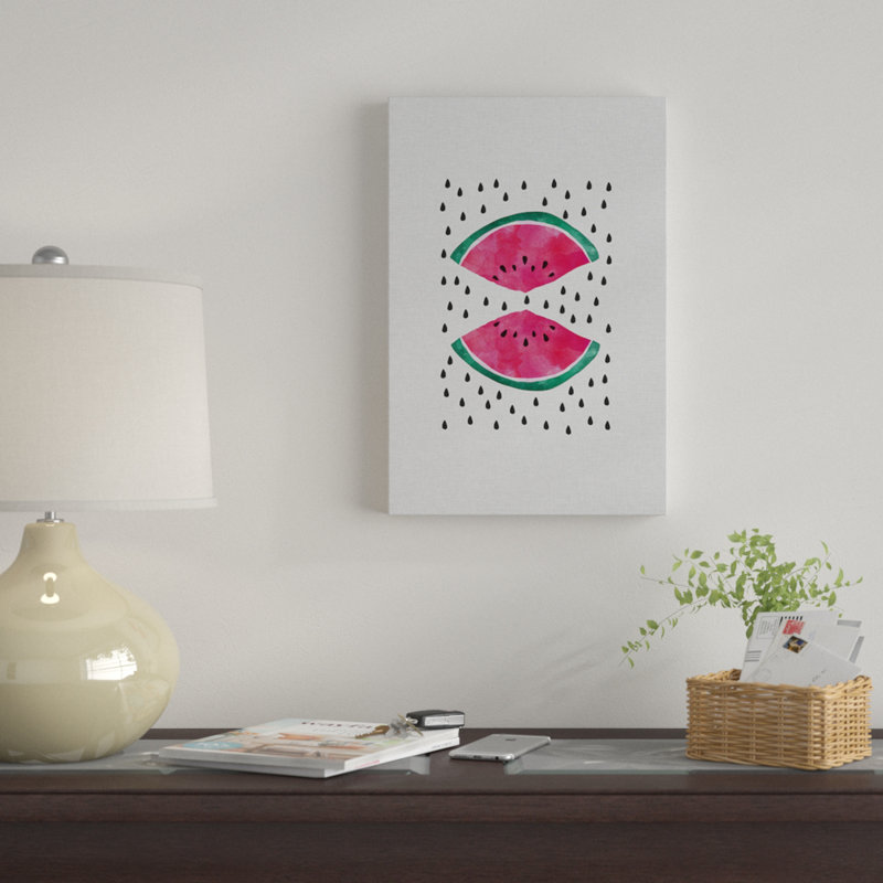 « pastèque slice », impression sur toile, H 18 po x l 12 po x P 1,5 po, Toile tendue, Pas de tapis