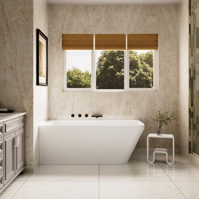Baignoire de trempage autoportante à surface solide blanche 59 po. X 28 po. Casainc
