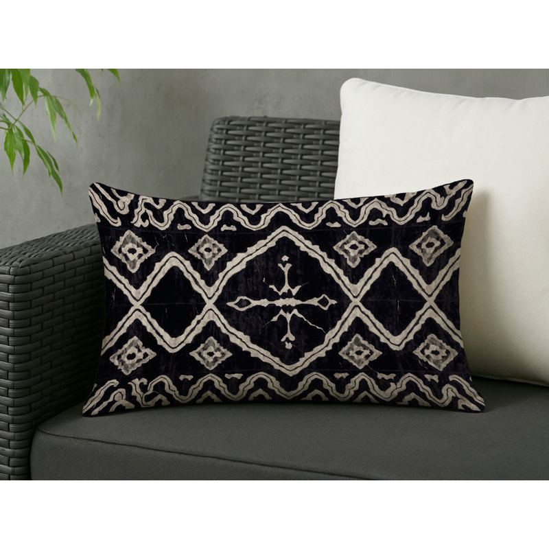 Coussin décoratif intérieur et extérieur Modern, Gris géométrique 53, Rectangle H 14 po x l 20 po