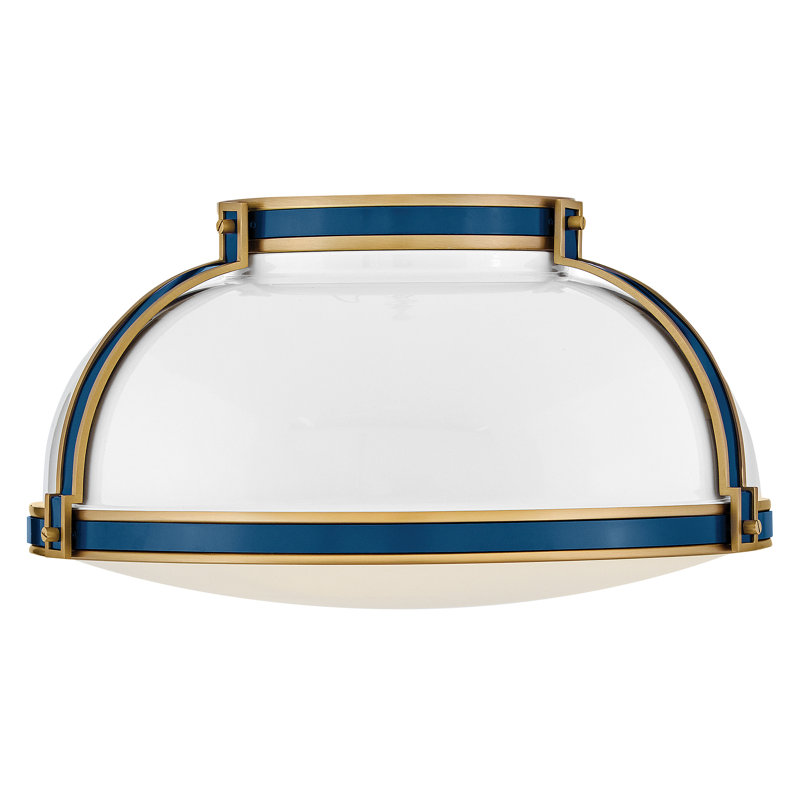 Hinkley Barton Medium Flush Mount, Gloss White, Gold/Blue