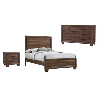 Georgietta Medium Warm Brown 3-Piece Bedroom Set With Dresser
