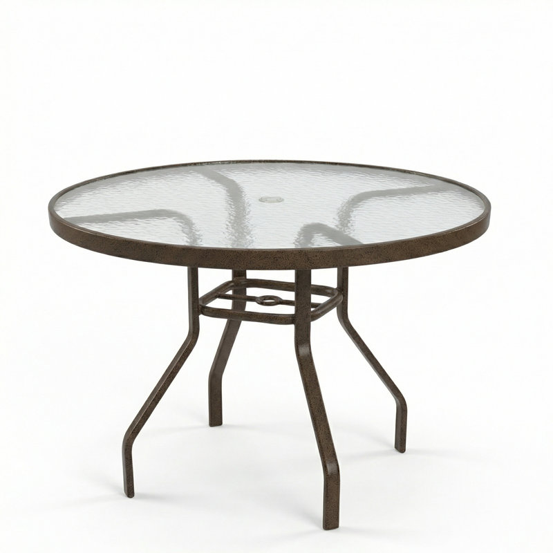 Windward Outdoor Glass 42" Round Dining Table, Bronze Age