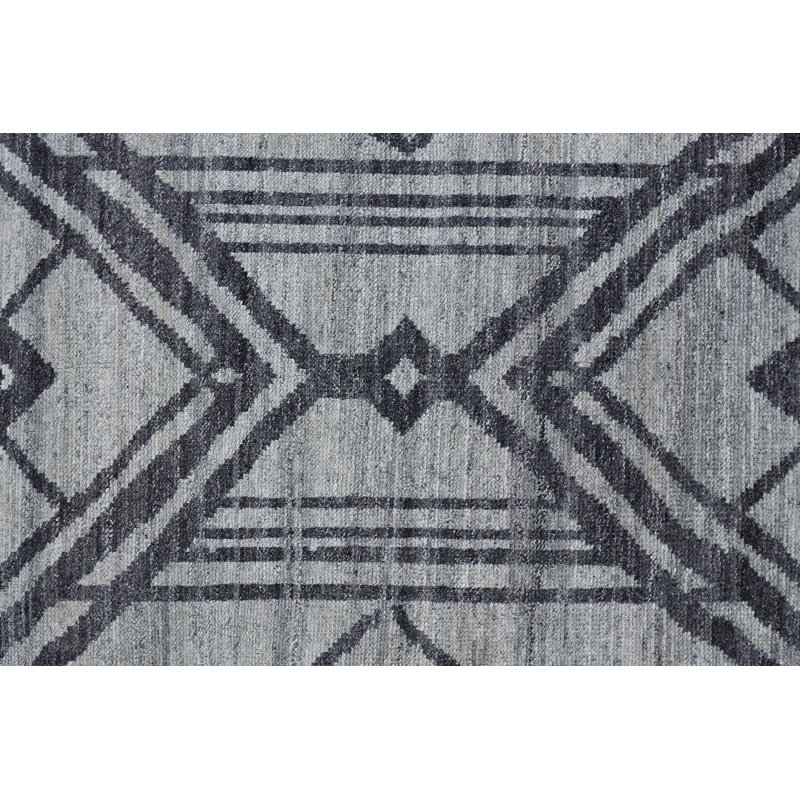 Vivien Hand Knotted Wool Geometric Area Rug, Rectangle 5' x 8'