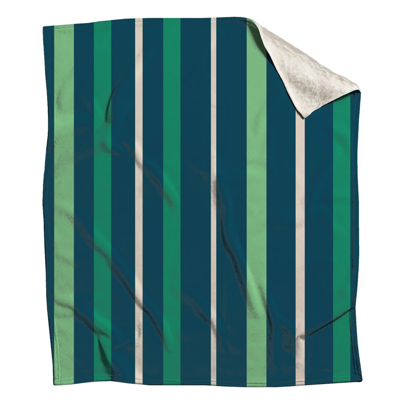 Couvertures à rayures vertes et bleues, L 50 po x H 60 po