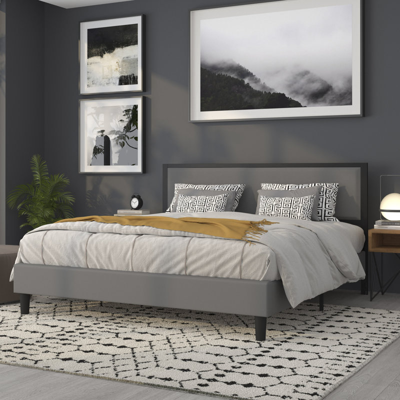 Melbourne Metal Upholstered Headboard - Modern Headboard, King, Dark Gray