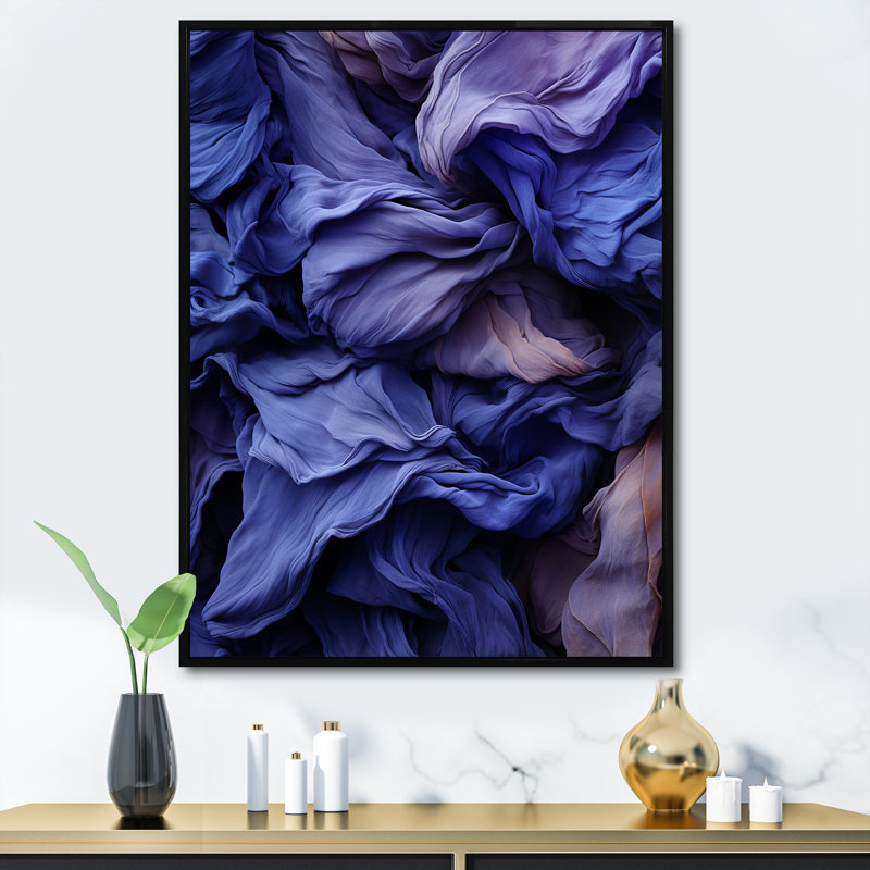 Soie abstraite fractale mauve - art mural abstrait, Cadre flottant noir, H 40 po x l 30 po x P 1,5 po