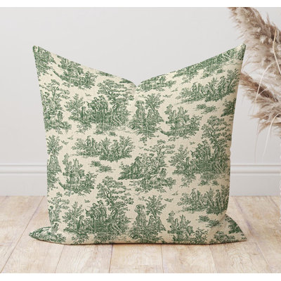 Fir Green Pastorale Toile Pillow Cover