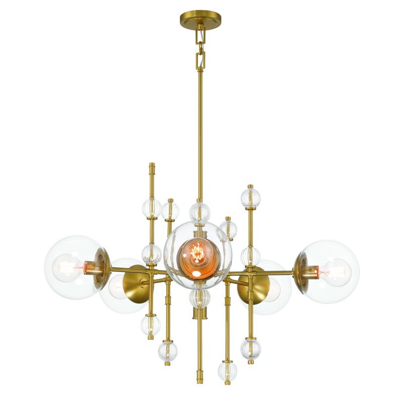 TRAITON 5-Light 36" Chandelier (Gold/Clear)