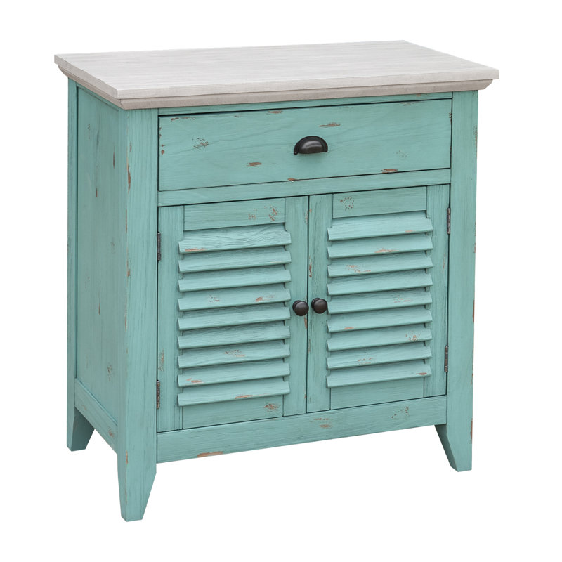Minneiska 32'' W Solid Wood Nightstand, Aqua