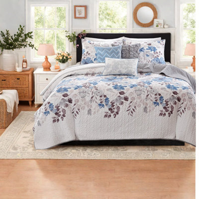 Comfortable Cotton Bedding Sets, Blue Quilt With Modern Style