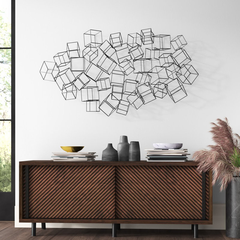 Glam Abstract Wall Decor on Metal, Black