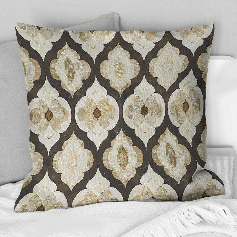 Coussin Beige Modern Trellis VII - Modern, H 16 po x l 16 po