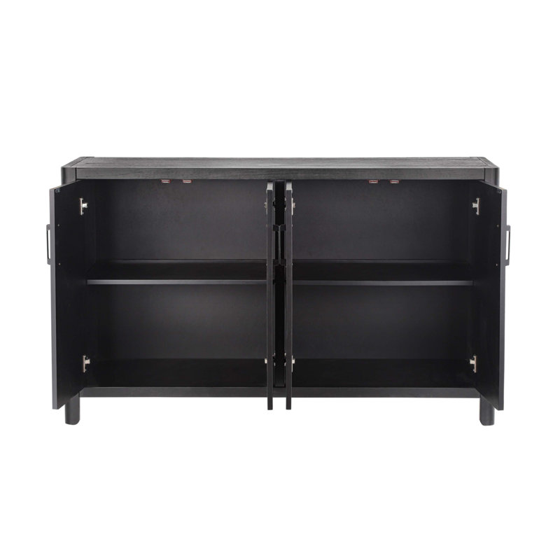 Mirod Farmhouse Style 4-Door Cabinet, Accent Cabinet with Metal Handles, Black