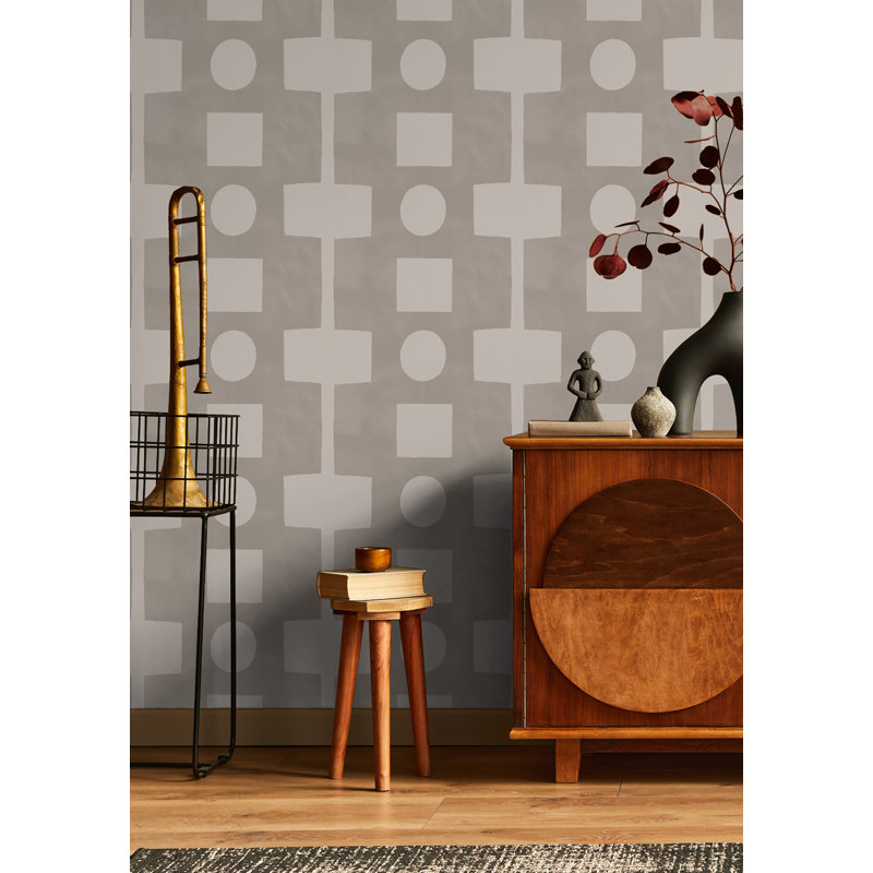 Paule Marrot Geometric Wallpaper Double Roll, Elephant Gray