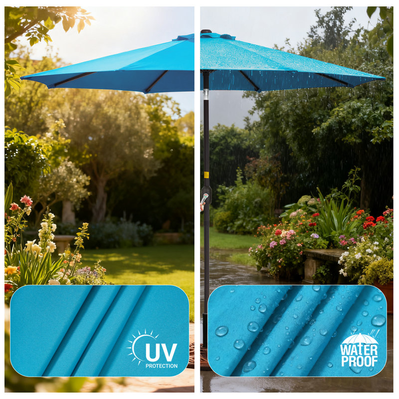 Parasol de marché 9 pi Bevers, Bleu lac