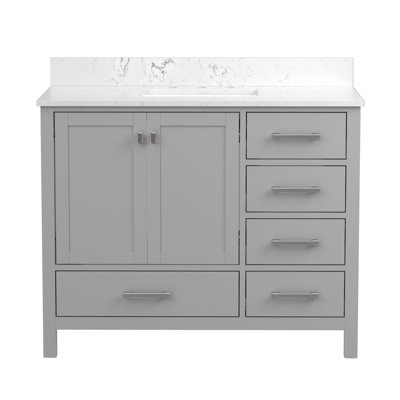 Meuble-lavabo de 42 po avec plateau en pierre reconstituée