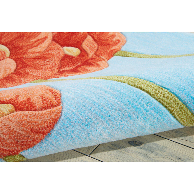 Beyazit Hand-Tufted Blue Area Rug, Rectangle 3'6" x 5'6"