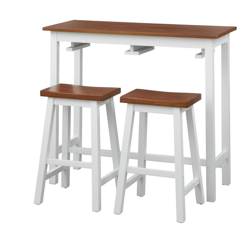 Paranita 3 Piece Pub Set, White/Walnut