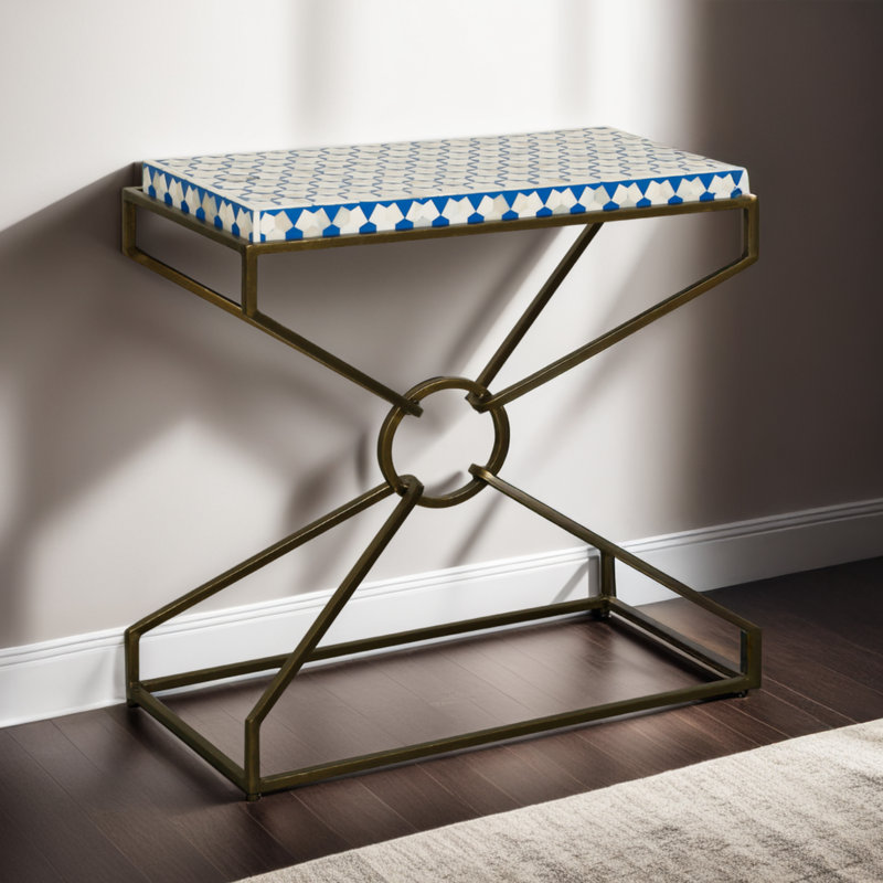 Frederickson 24" Side Table With Bone Inlay And Brass