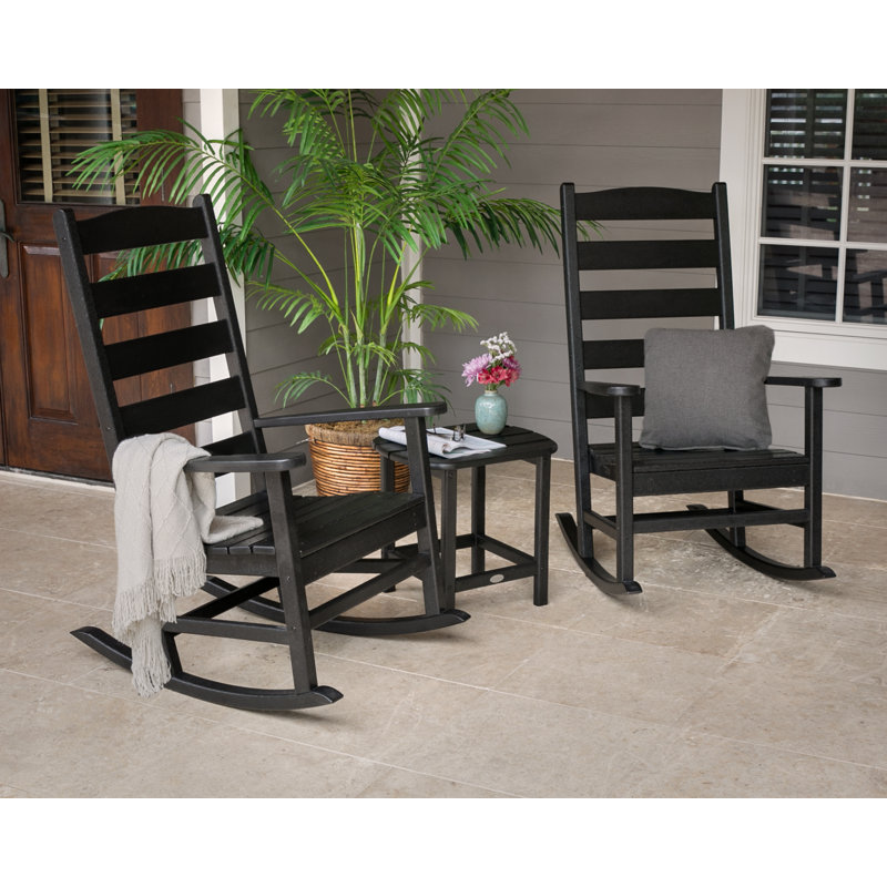 Ensemble de chaises berçantes 3 pièces POLYWOOD, Noir