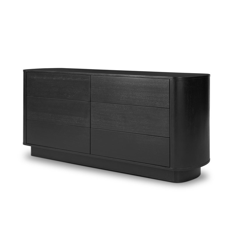 Paden 6 Drawer Dresser-Seasoned Brown Acacia, Aged Black Acacia;