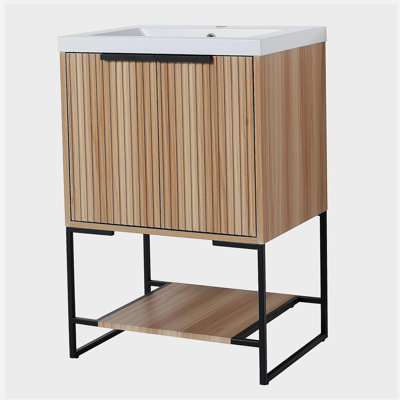 Armoire de salle de bain indépendante de 24 pouces avec lavabo en résine