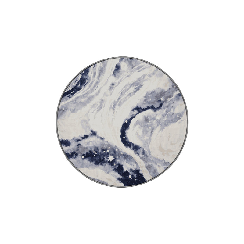 Tapis gris soyeux et moelleux, Rond 6 pi