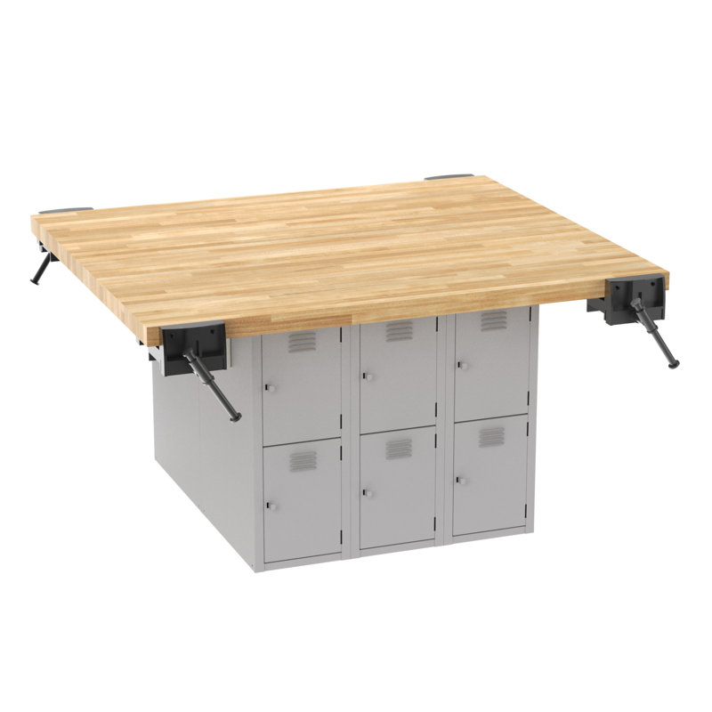 Établi avec plan de travail en bois l 64 po 4 stations, 4 étaux